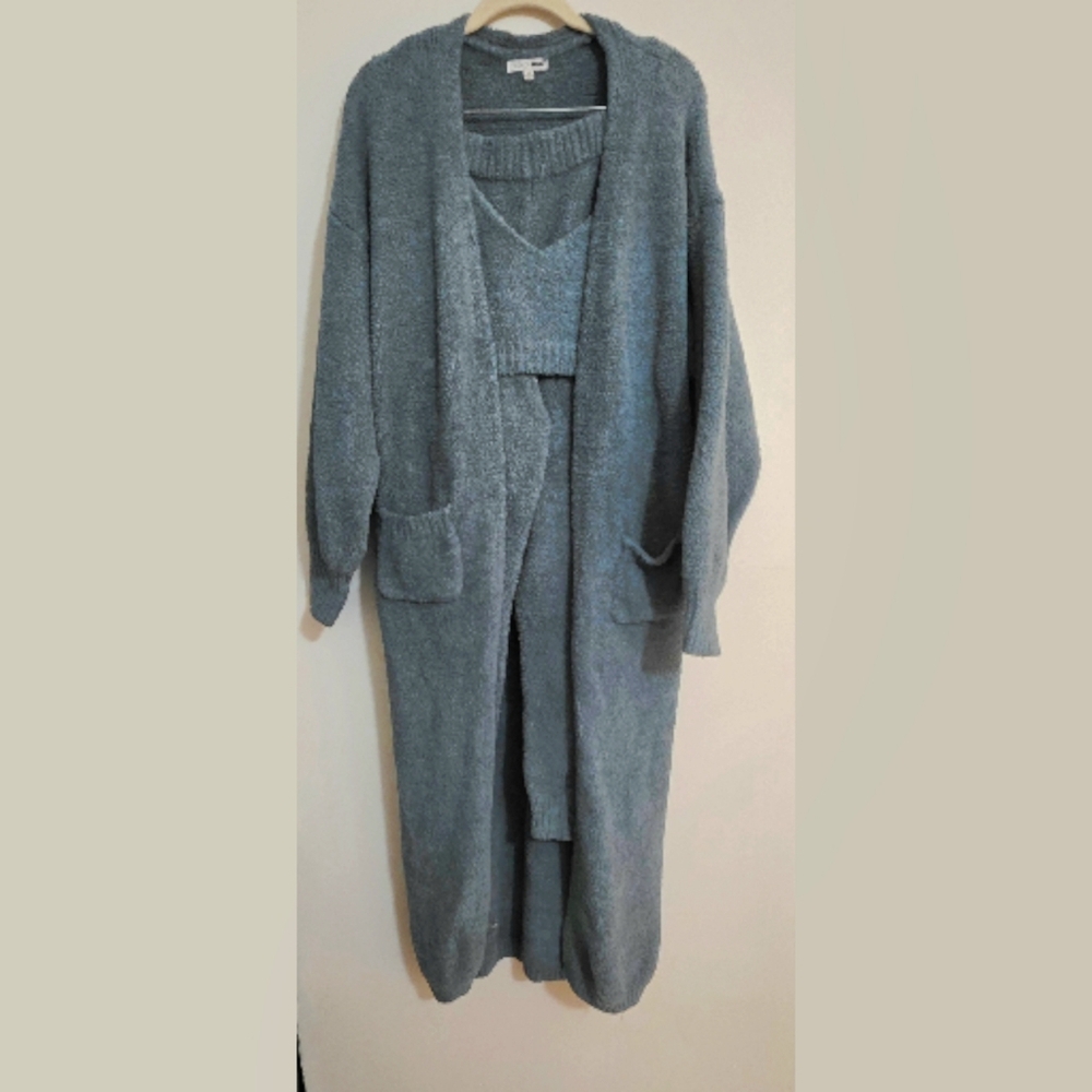 Heather Green Fuzzy Lounge Sweater Set Size M - Picture 3 of 15
